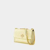 Sac Porté Épaule Kira Moto Small - Tory Burch - Cuir - Doré