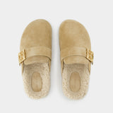 Mules Mellow Shearling - Tory Burch - Laine - Marron