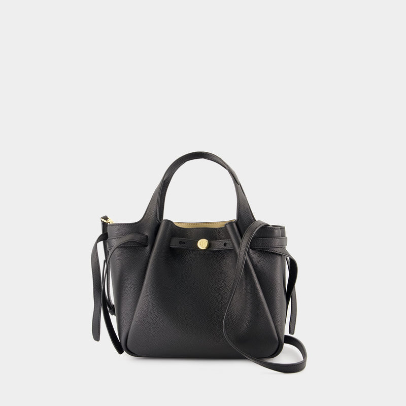 Sac À Main Romy Pebbled Satchel - Tory Burch - Cuir - Noir