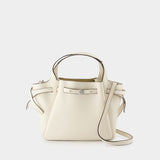 Sac À Main Romy Pebbled Satchel - Tory Burch - Cuir - Blanc