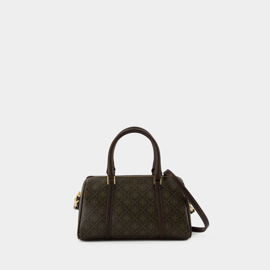 Sac À Main T-Monogram Mini Barrel - Tory Burch - Coton - Marron