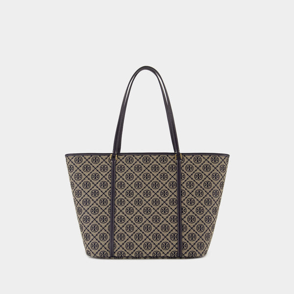 Cabas T-Monogram - Tory Burch - Coton - Bleu