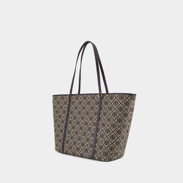 Cabas T-Monogram - Tory Burch - Coton - Bleu