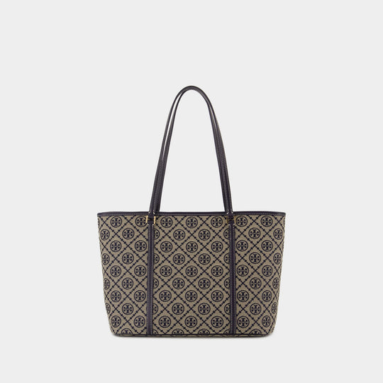 Cabas T-Monogram Small - Tory Burch - Coton - Bleu