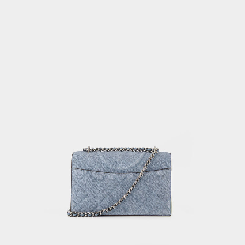 Sac Porté Épaule Fleming Small Convertible - Tory Burch - Cuir - Bleu
