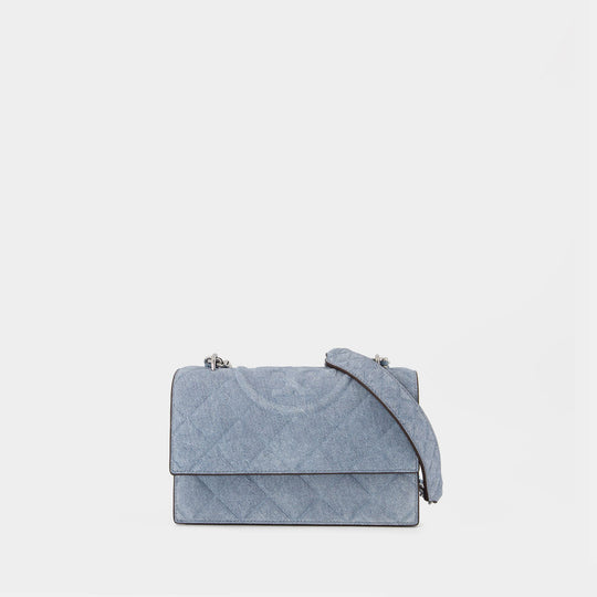 Sac Porté Épaule Fleming Small Convertible - Tory Burch - Cuir - Bleu