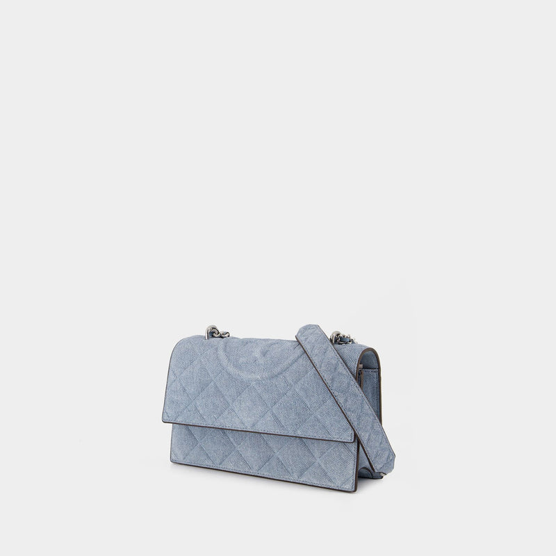Sac Porté Épaule Fleming Small Convertible - Tory Burch - Cuir - Bleu