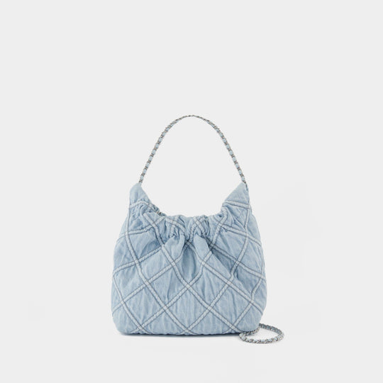Sac Porté Épaule Fleming Mini - Tory Burch - Coton - Bleu