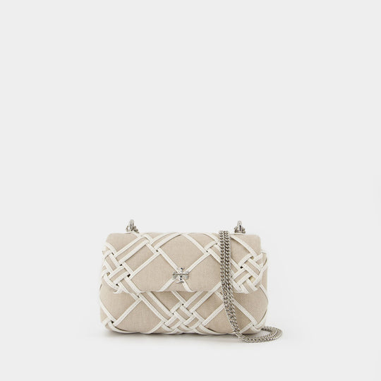 Sac Porté Épaule Kira Mini Flap - Tory Burch - Coton - Blanc