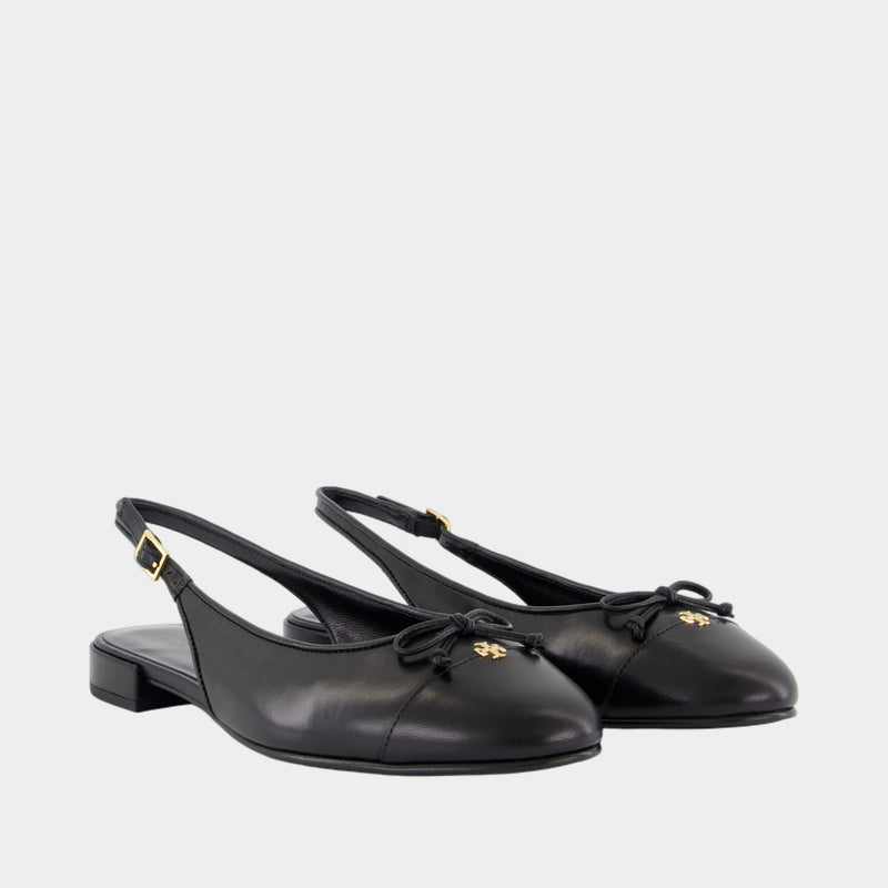 Slingbacks Cap Toe - Tory Burch - Cuir - Noir