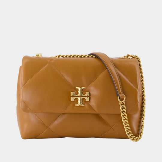 Sac Porté Épaule Kira Diamond Small Convertible - Tory Burch - Cuir - Marron