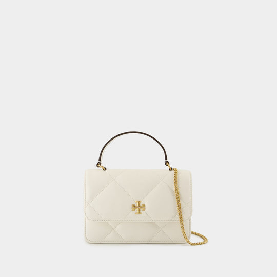 Wallet On Chain Kira Diamond Mini - Tory Burch - Cuir - Blanc