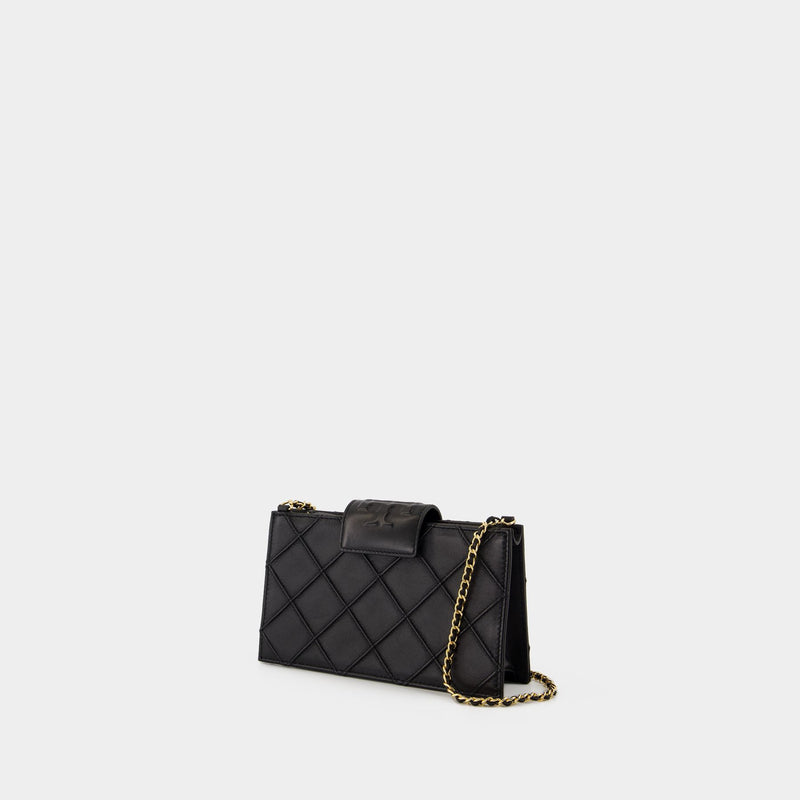 Wallet On Chain Fleming Mini - Tory Burch - Cuir - Noir