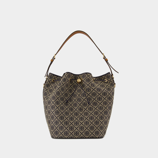 Sac Porté Épaule T-Monogram Oversized - Tory Burch - Coton - Bleu