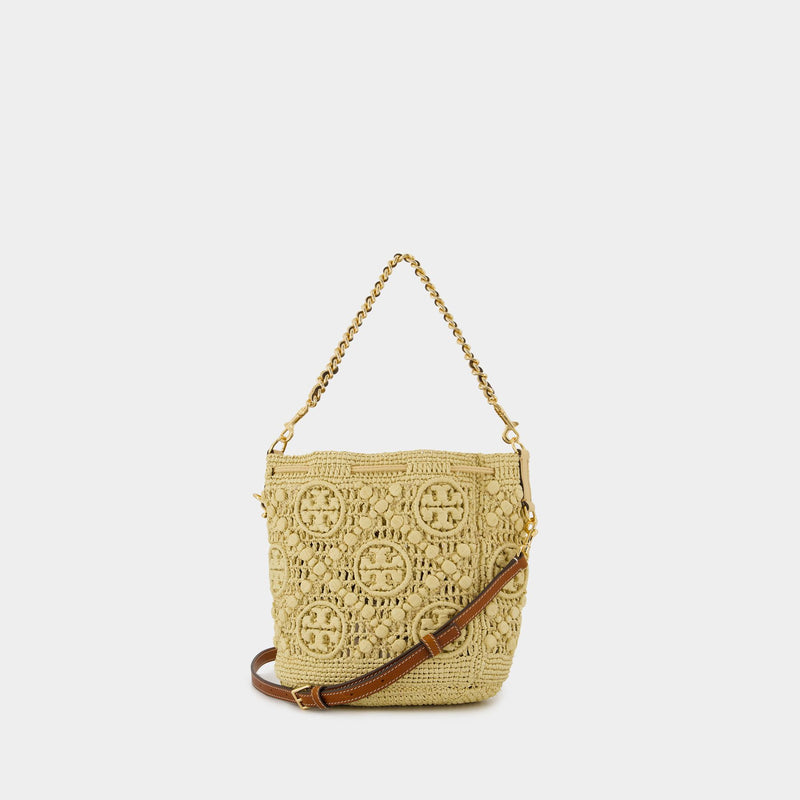 Sac Porté Épaule T-Monogram - Tory Burch - Raffia - Beige
