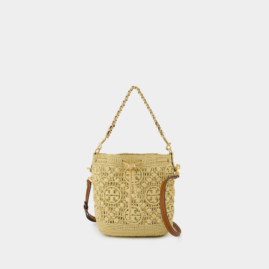 Sac Porté Épaule T-Monogram - Tory Burch - Raffia - Beige