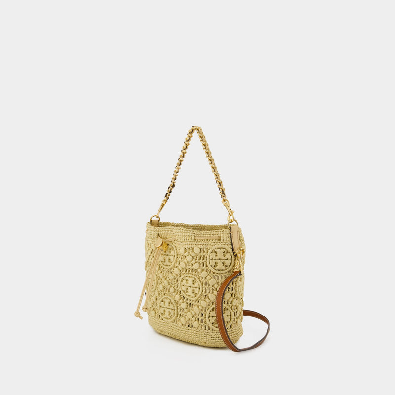Sac Porté Épaule T-Monogram - Tory Burch - Raffia - Beige
