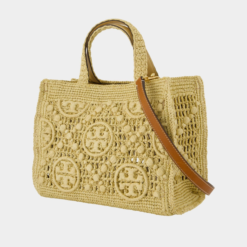 Cabas T-Monogram - Tory Burch - Raffia - Vert