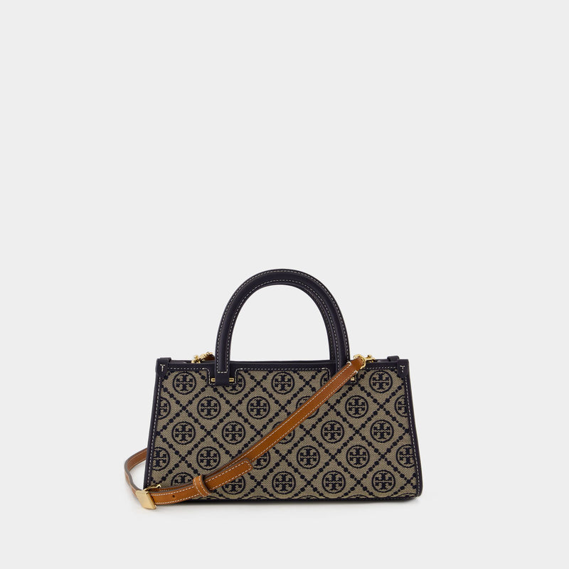 Sac À Main T-Monogram Small - Tory Burch - Coton - Bleu