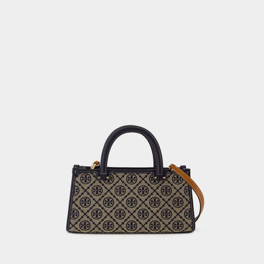 Sac À Main T-Monogram Small - Tory Burch - Coton - Bleu