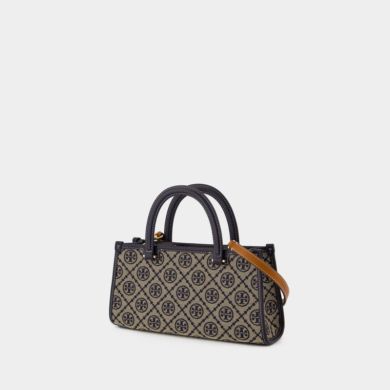 Sac À Main T-Monogram Small - Tory Burch - Coton - Bleu