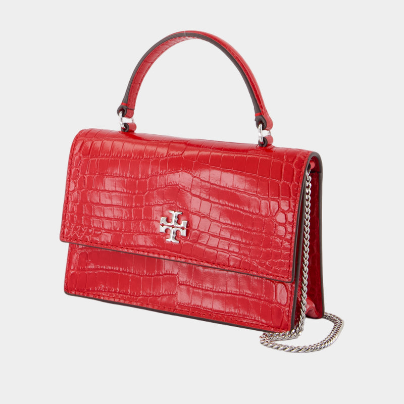 Wallet On Chain Kira Mini Top Handle - Tory Burch - Cuir - Rouge