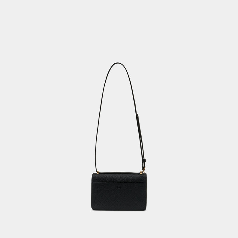 Sac Porté Épaule T-Monogram Pebble - Tory Burch - Cuir - Noir
