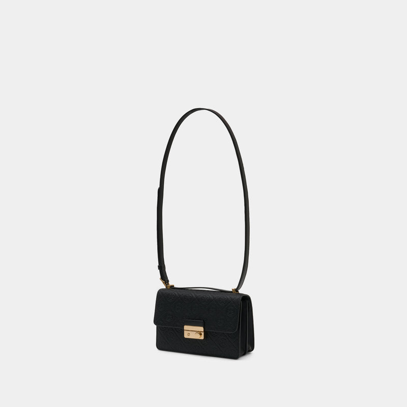 Sac Porté Épaule T-Monogram Pebble - Tory Burch - Cuir - Noir