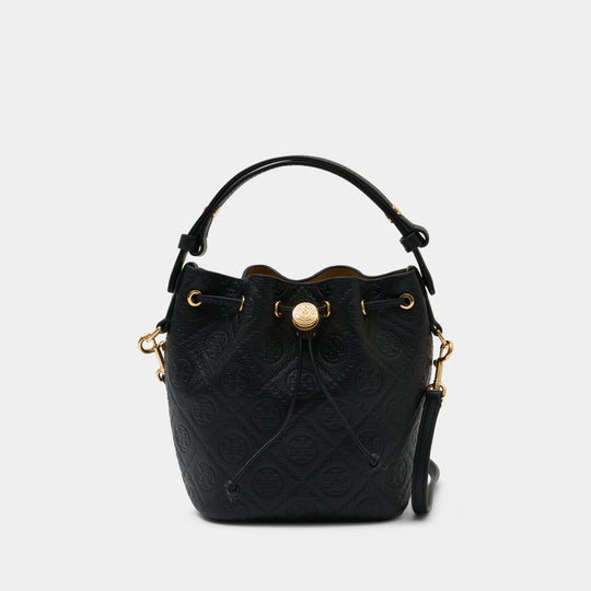 Sac À Bandoulière T-Monogram Pebble Mini - Tory Burch - Cuir - Noir