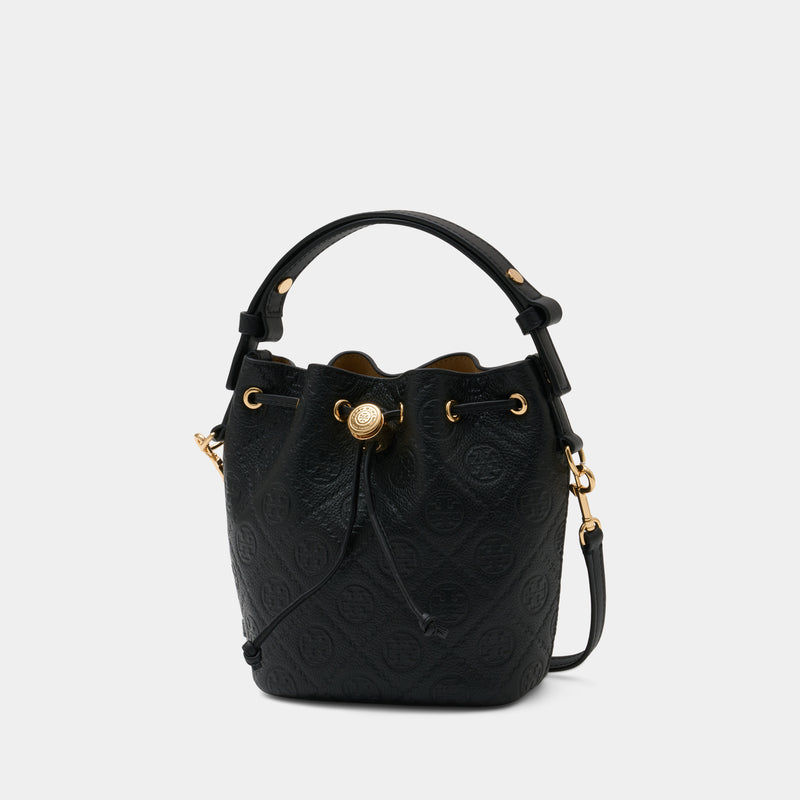 Sac À Bandoulière T-Monogram Pebble Mini - Tory Burch - Cuir - Noir