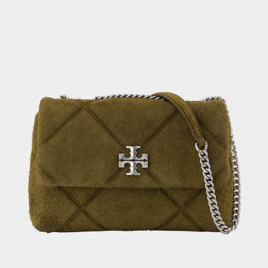 Sac Porté Épaule Kira Diamond Small Convertible - Tory Burch - Cuir - Vert