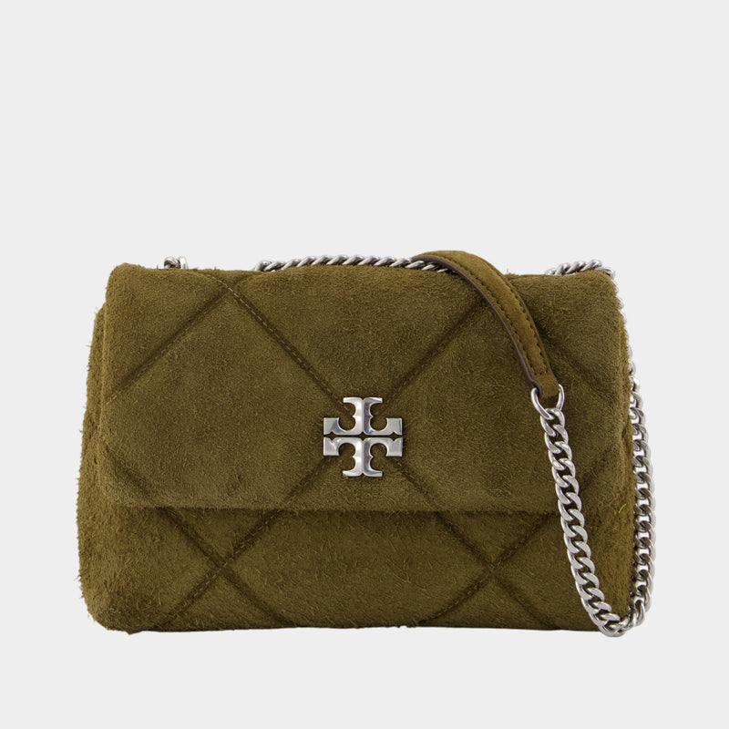Sac Porté Épaule Kira Diamond Small Convertible - Tory Burch - Cuir - Vert