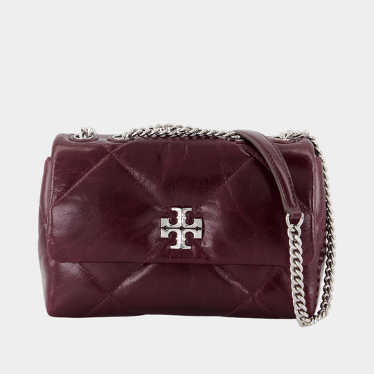 Sac Porté Épaule Kira Diamond Small Convertible - Tory Burch - Cuir - Bordeaux