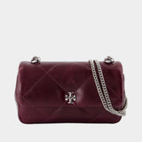 Sac Porté Épaule Kira Diamond Mini Flap - Tory Burch - Cuir - Bordeaux