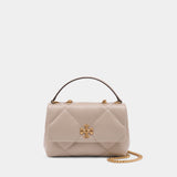 Sac Porté Épaule Kira Diamond Quilt Small Convertible - Tory Burch - Cuir - Beige