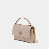Sac Porté Épaule Kira Diamond Quilt Small Convertible - Tory Burch - Cuir - Beige