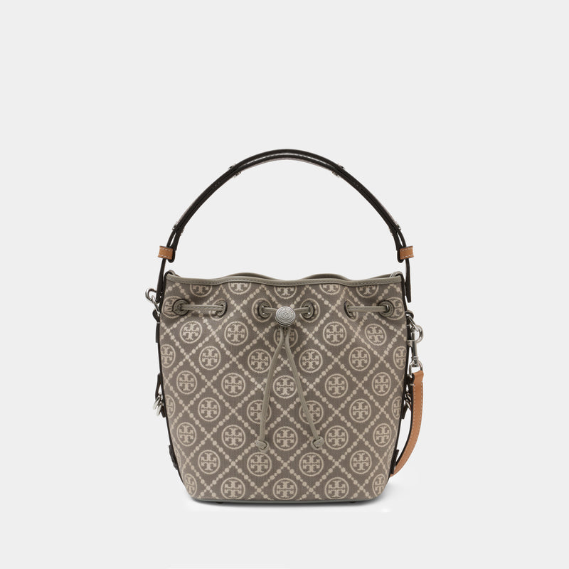 Sac Porté Épaule T-Monogram Utility - Tory Burch - Coton - Gris
