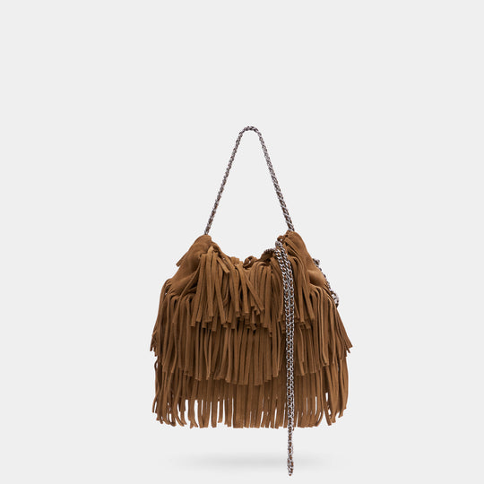 Sac À Bandoulière Fleming Fringe Mini - Tory Burch - Cuir - Marron