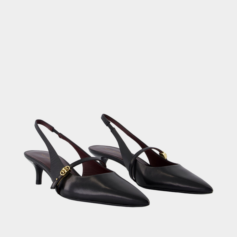 Escarpins Double T Buckle - Tory Burch - Cuir - Noir