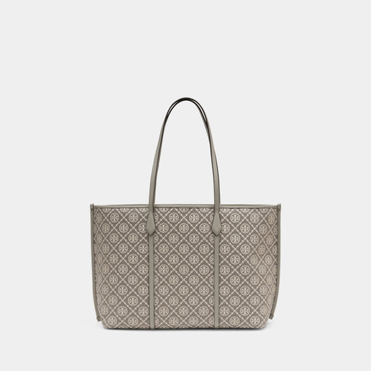 Cabas Perry T-Monogram - Tory Burch - Coton - Gris