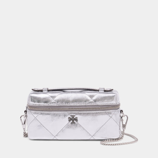 Sac À Bandoulière Kira Diamond Quilt East West - Tory Burch - Cuir - Argenté