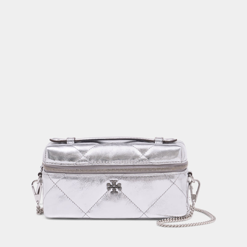 Sac À Bandoulière Kira Diamond Quilt East West - Tory Burch - Cuir - Argenté