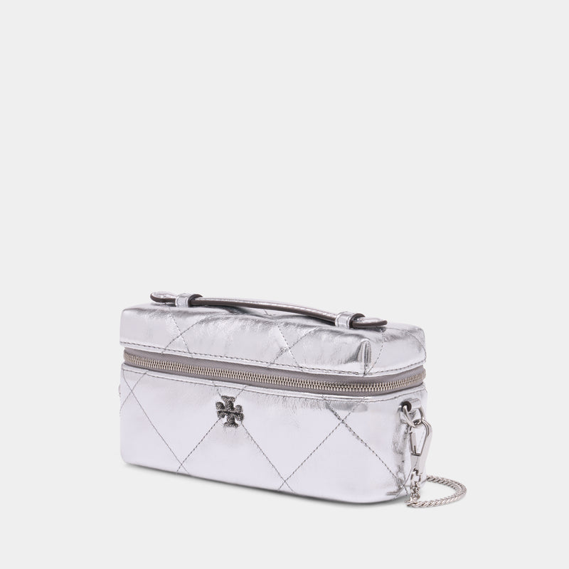 Sac À Bandoulière Kira Diamond Quilt East West - Tory Burch - Cuir - Argenté