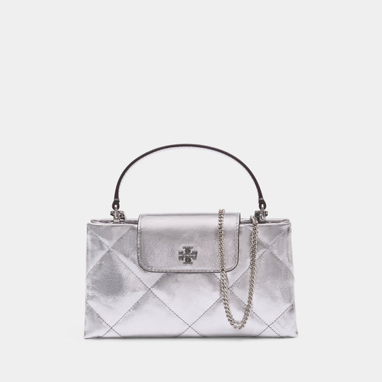 Sac Kira Diamond Quilt East West Top Handle - Tory Burch - Cuir - Argenté