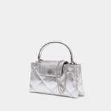 Sac Kira Diamond Quilt East West Top Handle - Tory Burch - Cuir - Argenté