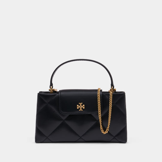 Sac Kira Diamond Quilt East West Top Handle - Tory Burch - Cuir - Noir