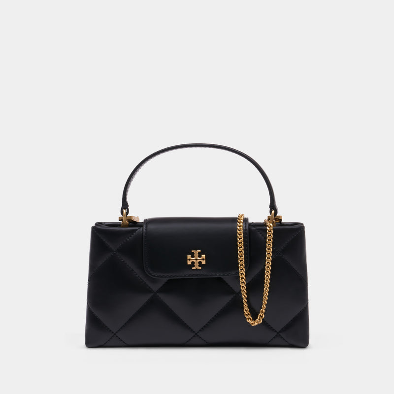 Sac Kira Diamond Quilt East West Top Handle - Tory Burch - Cuir - Noir