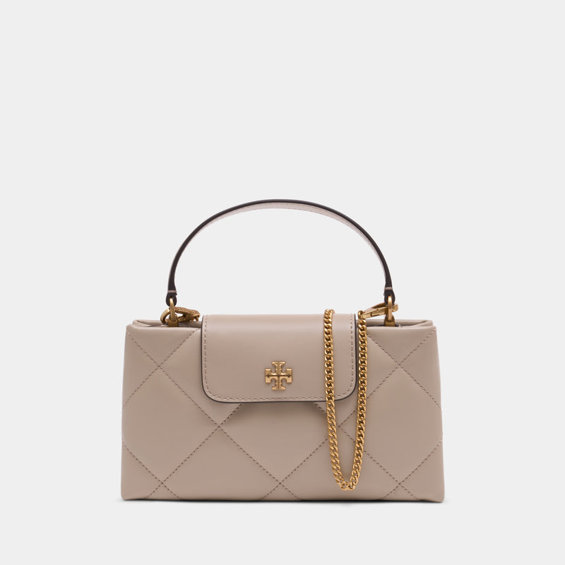 Sac Kira Diamond Quilt East West Top Handle - Tory Burch - Cuir - Beige