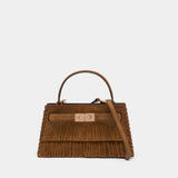 Sac À Main Lee Radziwill Petite Fringe Mini Top Handle - Tory Burch - Cuir - Kaki