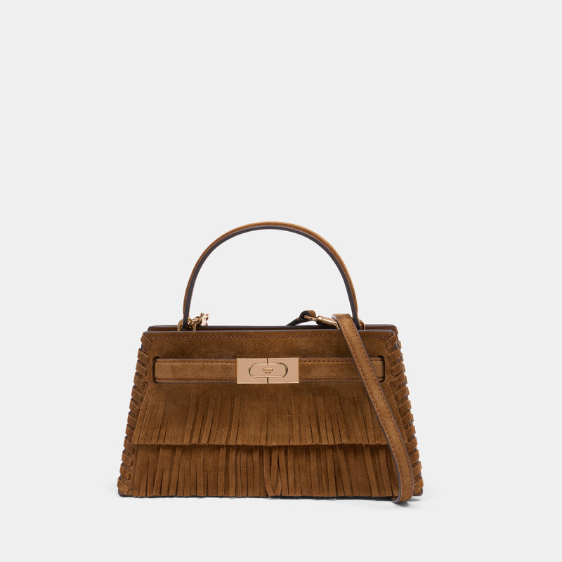 Sac À Main Lee Radziwill Petite Fringe Mini Top Handle - Tory Burch - Cuir - Kaki